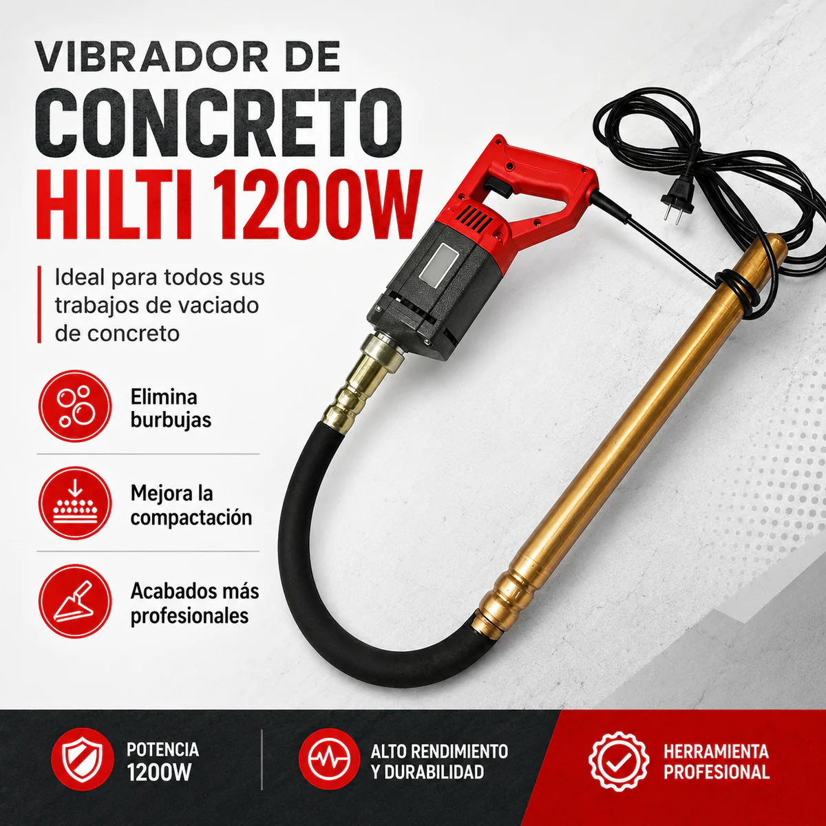Vibrador de Concreto Industrial HILTI 1200W